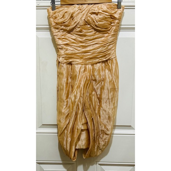 Ralph Lauren Black Label Strapless Ruched Cocktail Dress Peach Size 4 new $1700‎